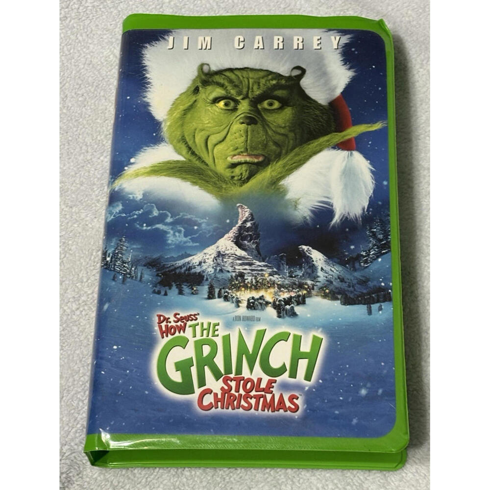 How the Grinch Stole Christmas Jim Carrey VHS (2001) Green Case || pre-owned